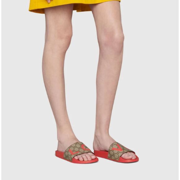 Gucci GG Supreme “LOVE” Slide Sandals – Red – Size EU 37 – Authentic - Picture 2 of 6